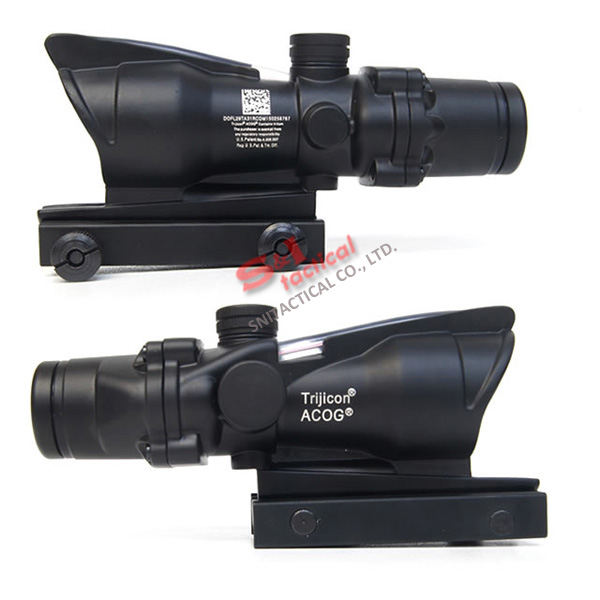 4x32 ACOG Style Optical Tactical Scope W/ Red Fiber Crosshair re